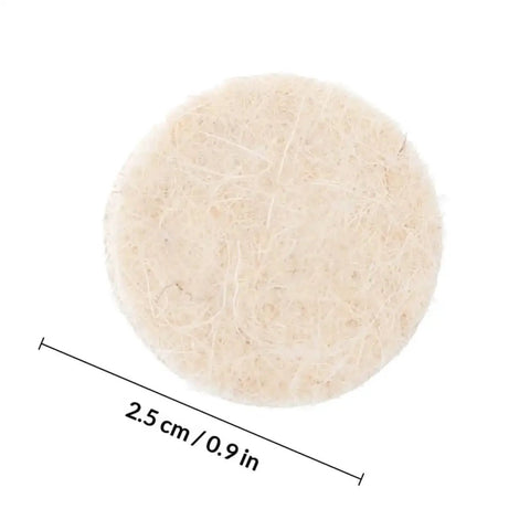 Close-up of a 2.5 cm wool buffing wheel part of 120 Piece Wool Buffing Wheels Polisher Kit With Mandrel Handle And Felt Pads For Rotary Tools Pro Grade Gear For Industrial Grinding And Polishing Projects
