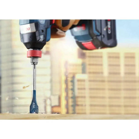 Daredevil Standard Spade Bit 1 Inch By 6 Inch For Quick Drilling And Clean Holes With Full Cone Threaded Tip in use