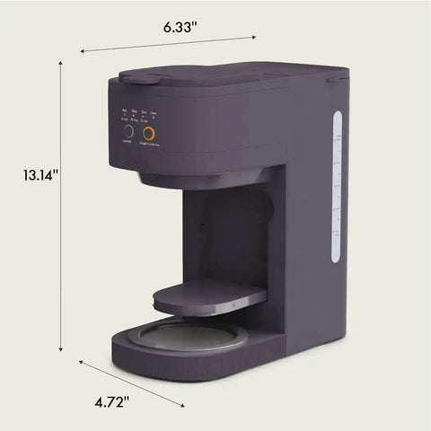 VersaBrew Two In One Coffee Maker With K Cup Compatibility Delivers 8 Oz, 10 Oz, Or 12 Oz Single Serves Or Full 12 Cup Carafe Iced Coffee Mode Your Go To Brew Buddy With Dishwasher Safe Reusable Filter And Filter Holder 60 Oz Water Tank Plum Finish side view