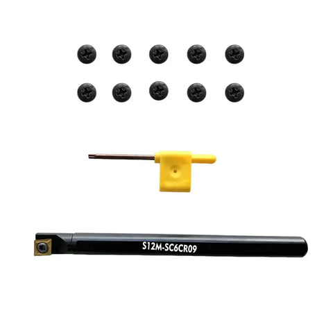 Beefed Up Half Inch Indexable Lathe Turning Tool Holder Boring Bar For CCMT Carbide Inserts, yellow wrench, screws, tool holder set