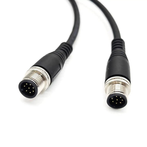 Heavy Duty M12 8 Pin Male To Male Connector Cable A Coding Straight Double Male IP67 Waterproof Fieldbus Sensor Cable 1 Meter AWG24 60V 4A