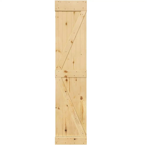 Unfinished Solid Pine Core Interior Barn Door Slab DIY Kit 84 In By 18 In Pre Drilled For Hardware Beaded Or Smooth Finish