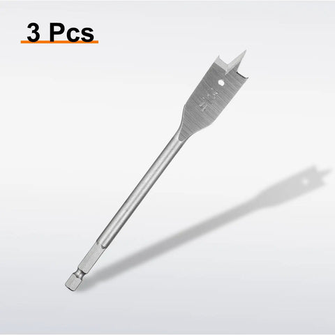Three Piece Spade Drill Bit Set Three Quarter Inch Paddle Flat Bits For Woodworking With Quick Change One Quarter Inch Hex Shank Durable