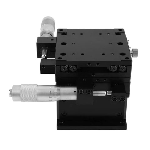 Aluminum 80X80mm Sliding Table Linear Stage With Precision Bearings Black Anodized Finish for lab positioning and fine tuning.
