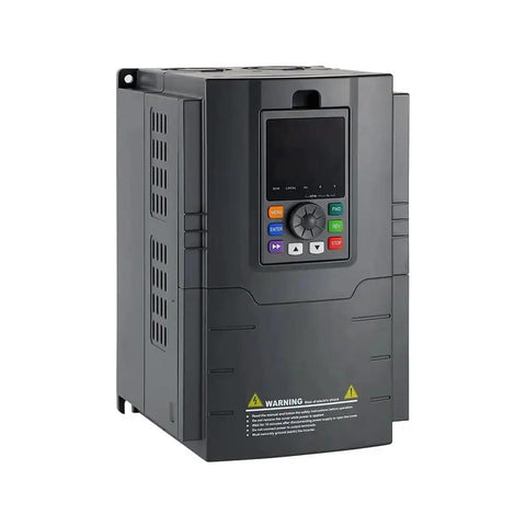 Side view of 7.5HP 5.5kW 1-Phase 220V VFD Variable Frequency Drive for Single Phase Motors with control panel, energy saving design.