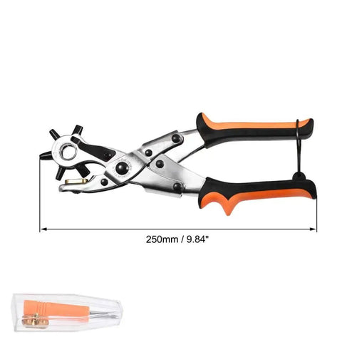 Heavy Duty Leather Hole Punch Tool 3 In 1 With Rotating Punch Head 6 Hole Sizes For DIY Craft And Home Projects 250mm