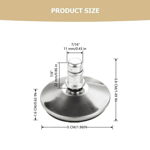5 Pack Bell Glides for Office Chairs Replacement Feet with dimensions, showing low profile and stainless steel construction for stable use.