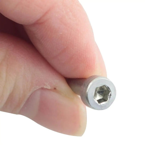 Close-up of a Heavy Duty Stainless Steel Hex Socket Shoulder Bolt, 304 Stainless, M3 Thread, 5mm Shoulder Diameter, 10mm Length
