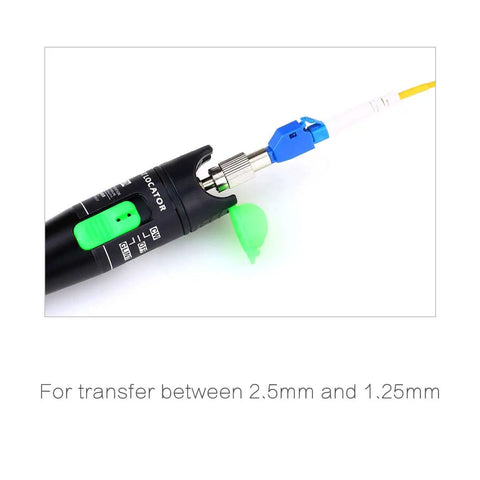FC Male To LC Female Hybrid Fiber Optic Connector Adapter attached to visual fault locator