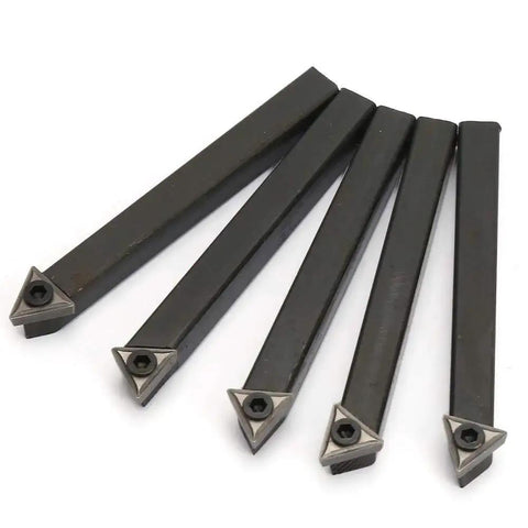 Pro Grade Five Pack One Quarter Inch Indexable Carbide Turning Tool Bits With Triple Cutting Edges For Lathe Machining Replacement Tungsten Carbide Inserts For Turning Facing Boring And Chamfering