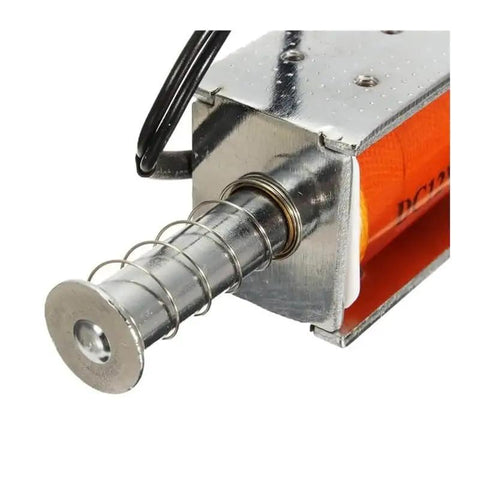Long Stroke 35mm Push Pull Solenoid Actuator for DC 12V Open Frame Linear Electromagnetic Motor Drivers close-up view
