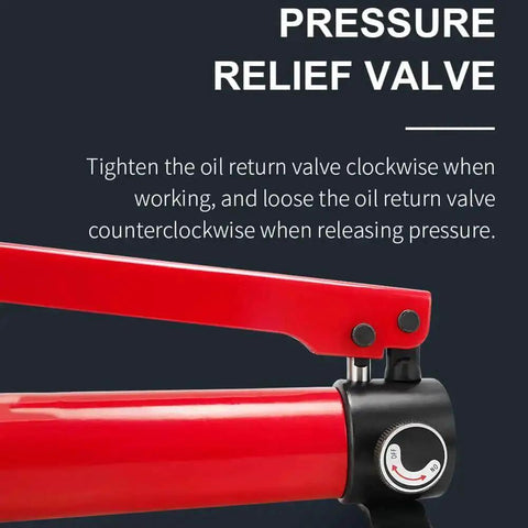 Close-up of pressure relief valve on 10 Ton Hydraulic Knockout Punch Kit With 6 Dies Electrical Conduit Hole Cutter Set KO Tool Kit For Metal Sheets Hydraulic Hole Digger 16 To 51mm Capacity