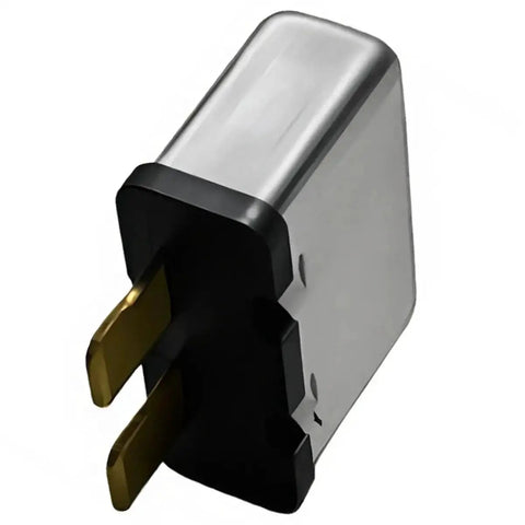 30A Thermal Fuse Relay-Style Plug-In Automotive Fuse Replacement For OE 443937105A, close-up of metal and plastic casing with pins