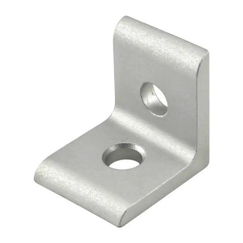Beefy Two Hole Inside Corner Bracket For T Slot Aluminum Extrusions, 90 Degree Angle Clamp Compatible With 10 Series 1 Inch Profiles, Clear Anodized Finish, 0.281 Inch Through Holes, Durable Aluminum Construction