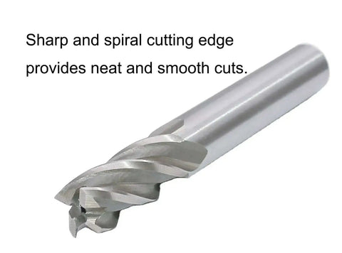 One Quarter Inch HSS Spiral End Mill For Wood Aluminum Steel Titanium Plastic Four Flute Milling Cutter Pack Of Four Shank One Quarter Inch High Speed Steel Cutting Tool NACX close-up