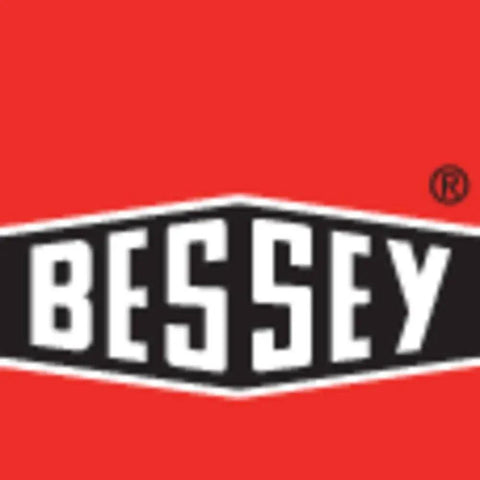 Bessey logo displayed prominently on a red background, representing the Bessey Rail And Stile Jig Set Of Four Blocks For Quick Accurate Raised Panel Doors And Frames Perfect Four Corner Alignment Holds Cross Stack K Body REVO Clamps In Position With Adjustable Clamping At Each Corner Makes Mitered Corner Assembly A Breeze.