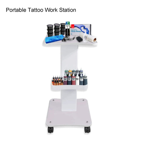 Esthetician Trolley Cart With Silent Wheels For Spa And Beauty Salon, three-tier mobile cart for tattoo work station with supplies