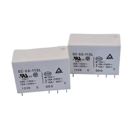 General Purpose 12V DC Relay, 16A SPDT, 8 Pin Design For Electronics Projects with white casing and pin connectors