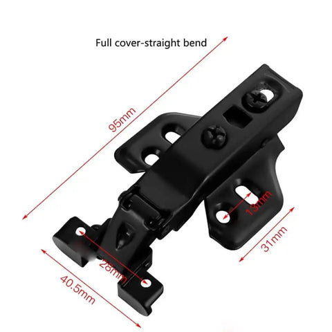 Aluminum Frame Glass Door Hinges Set With Hydraulic Damping Buffers For Display Cabinets, shown with measurements.