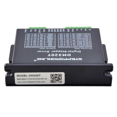 Industrial-Grade Stepper Driver For Nema 8 11 14 16 17 Motors, model DM320T, front view showing specifications label.