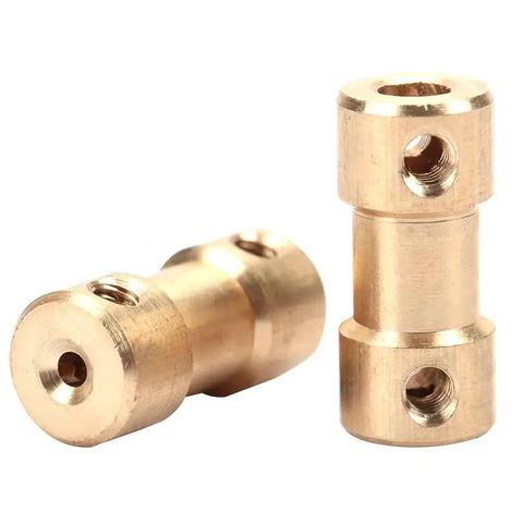 Brass Kanasi shaft coupler sleeve, 2.3–4.0 mm, metal adapter with threaded holes; two pieces