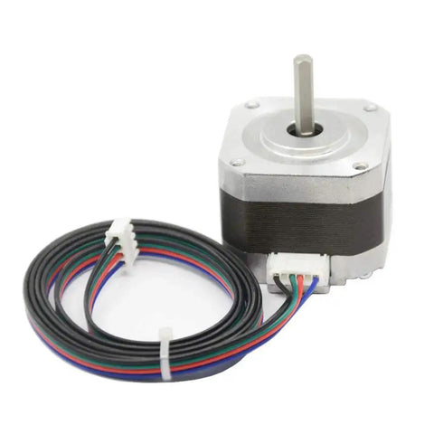 Six Pack Two Meter XH2.54 4 Pin To 6 Pin Terminal Stepper Motor Cables Set attached to a Nema 17 motor with JST connectors