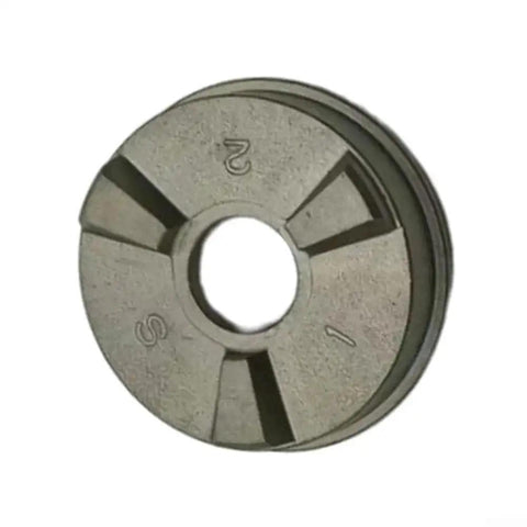 Front view of metal clutch cam for BFS451/DFS451 drywall screwdriver, featuring central bore and four radial slots.