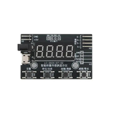 Front view of HX711 Digital Load Cell Module With Display 24 Bit Analog To Digital Weight Sensor Board for DIY scales.