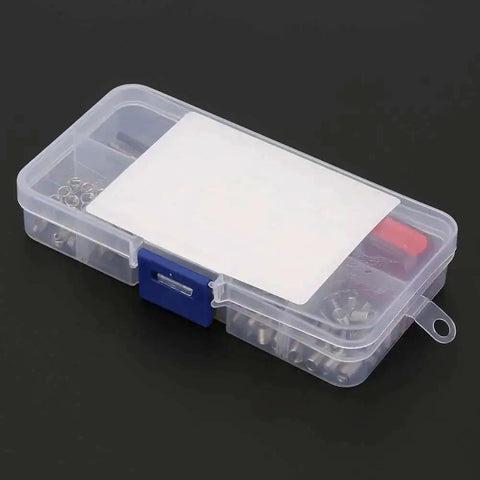 Clear box containing Pro Grade Stainless Steel Thread Inserts Repair Kit For Damaged Threads, Wire Insert Screws And Sleeve Set, M3 x 0.5, 105 pieces.