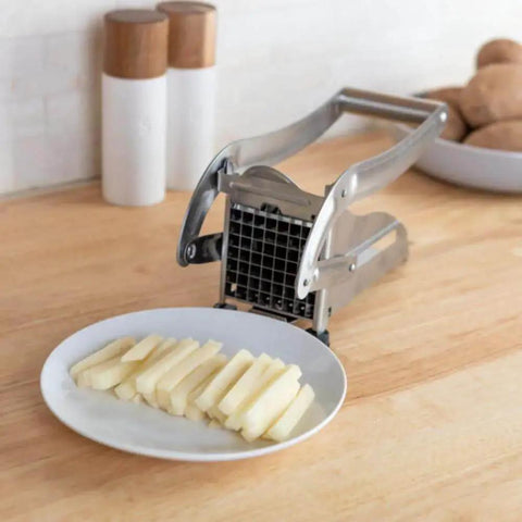 Homemade Fries Made Easy With A French Fry Cutter That Has Two Blades For Shoestring And Steak Fries Stainless Steel Potato Slicer