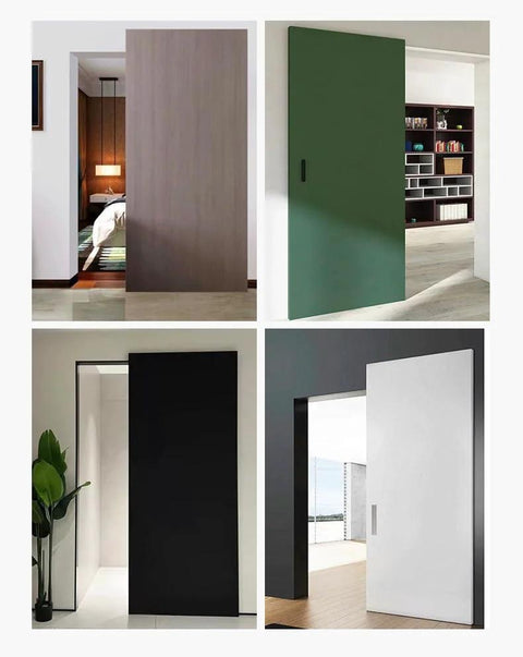 Concealed Sliding Door Hardware Kit With Soft Close Mechanism And Hidden Rails, Trackless Design For Bedrooms and Living Rooms