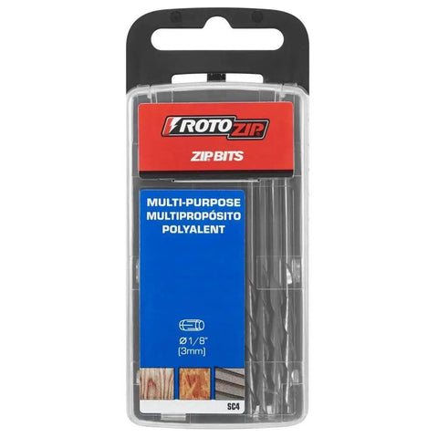 Roto Zip 1/8 Inch Zip Bit For Wood And Plastic, Bosch SabreCut High Speed Steel Bit, 4 Pack For RotoZip Spiral Saw packaging