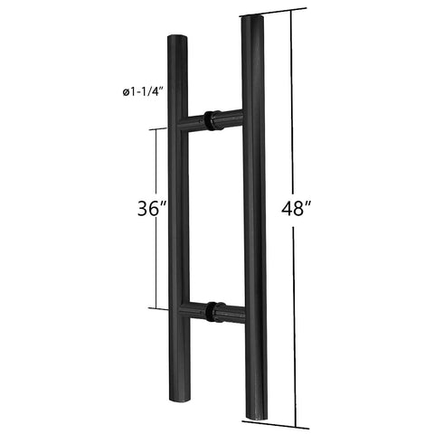 Stainless Steel 304 Ladder Style Back To Back Glass Door Barn Door Push Pull Handle 48 Inch Matte Black Modern No Sweat