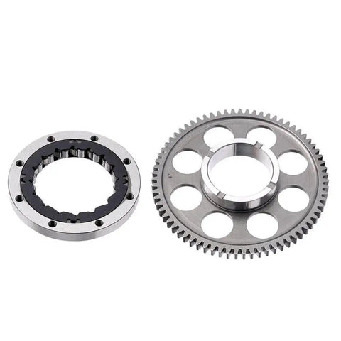 One Way Bearing Starter Clutch Gear And Flywheel Assembly For Motorcycle With Universal Fit Compatible With 2017 Models And 1260 Class Bikes Smooth Engagement Easy Installation Kickstart Ready Replacement, showing metal components