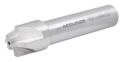 Pro Grade Corner Rounding End Mill For Milling Rounded Corners With One Eighth Inch Radius One Half Inch Shank Five Eighths Inch Cutter Three Inch Overall Length High Speed Steel Right Hand Cut Model 1011 0018 Accusize Industrial Tools