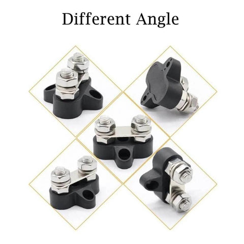 Bus Bar Terminal Block Power Stud Size 0.3125 Inch Battery Junction Post Distribution Block Insulated With Cover DC 48V 250A