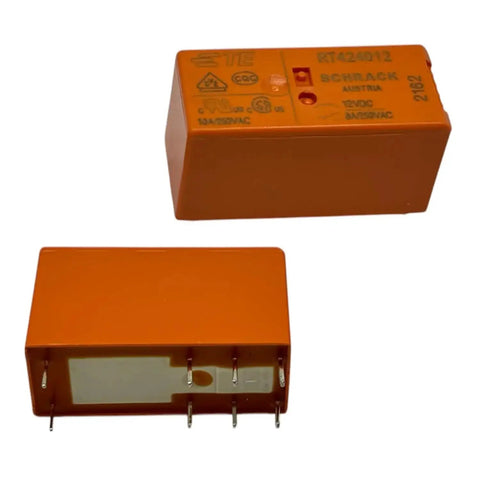 12V DC DPDT Power Relay 8A 8-Pin PCB Relay With Dual Form C Contacts, robust orange casing, for auto and industrial use, 2 pack