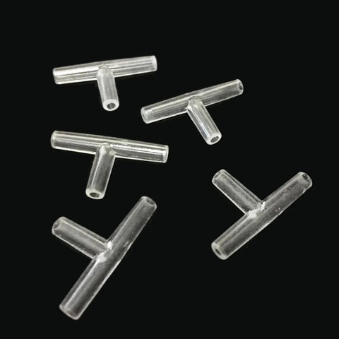 BornFeel clear plastic aquarium airline tubing T-connectors for 3/16 inch hose, 40 pcs