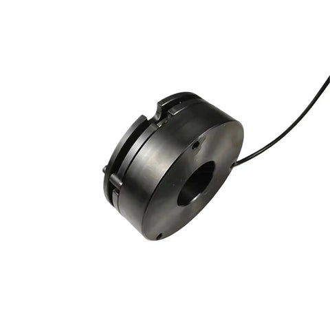 DHD2-30 electromagnetic brake for servo motor, black metal housing, wired, angled front view.