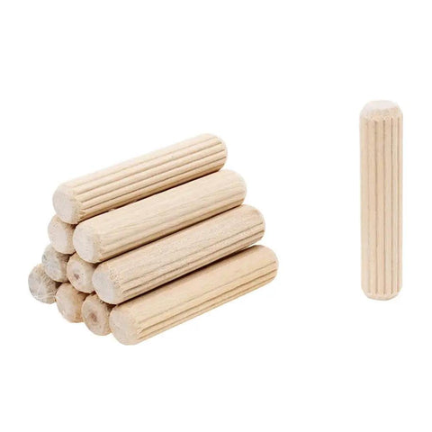 100 Pack Three Eighths Inch Wood Dowel Pins With Straight Grooves For Rock Solid Furniture Joints Doors And Cabinets Beveled Ends