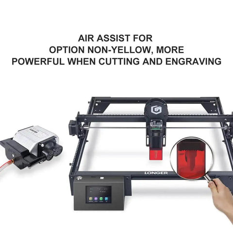 Air Assist Kit for Laser Engravers With Large Airflow And Adjustable 10 To 30 L Per Minute To Remove Smoke And Dust Keep The Laser Lens Clean And Quiet Operation For RAY5 10W And 20W CNC Cutting And Engraving with laser machine setup
