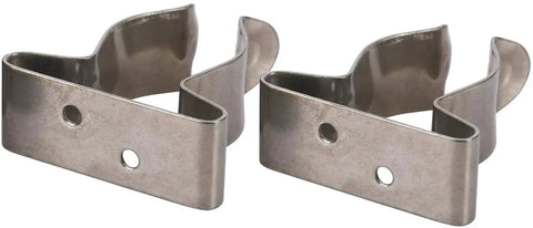 Close-up of two Go To Stainless Steel Boat Hook Spring Clamp Holder Bracket Clip Kit For Marine Use 4 Pack 9823S ID Five Eighths To One Inch