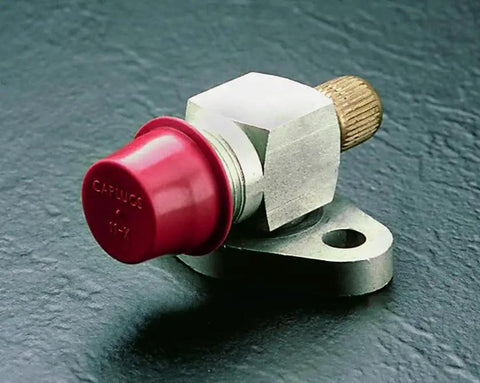T Series Red LD PE Plastic Tapered Cap And Plug installed on metal fitting, 200 Count, Cap OD 0.663 in, Plug ID 0.823 in