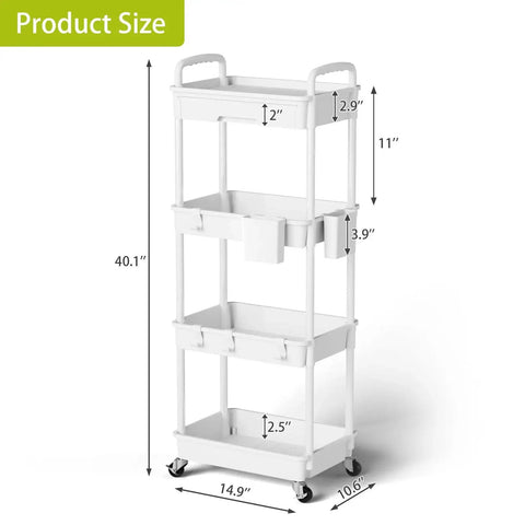 Four Tier Rolling Cart Organizer With Wheels For Kitchen Bathroom Laundry Room And Office Use A Narrow Slim Utility Cart With Drawer
