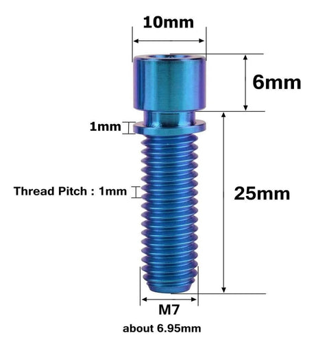 Titanium Bike Stem Bolts M7 X 25Mm With Washers Allen Head 4 Pack Blue Ti Alloy Grade 5 Ultra Lightweight And Corrosion Resistant