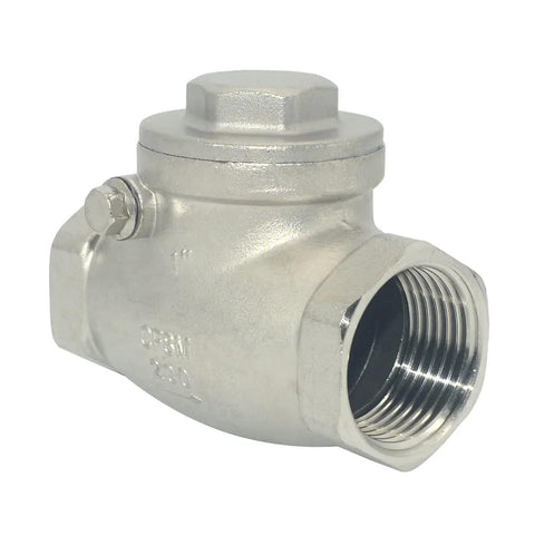 1-inch stainless steel SS316 swing check valve, female NPT threads, top cap, CF8M body