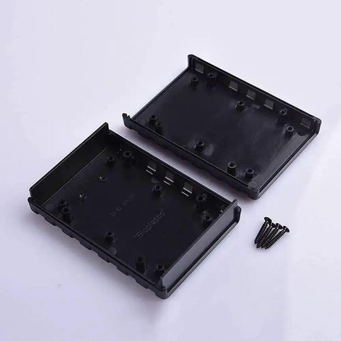 Open view of Desktop Instrument Box Enclosure Made From Tough ABS Plastic For DIY Electronics Control Panels DIY Friendly Junction Box 77 X 111.5 X 25.5 mm, showing interior and screws