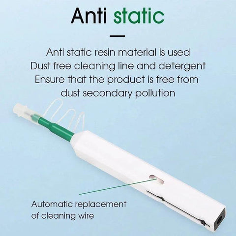 Fiber cleaner pen, white body with green tip, auto-clean wire; 2.5mm ferrules SC/FC/ST and FC/APC, Amazon