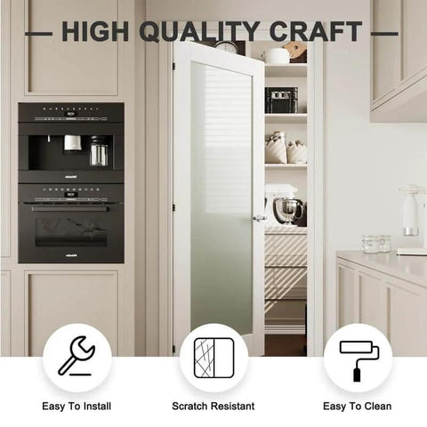 Slab Doors 28 By 80 Inch 3 Lite Tempered Frosted Glass Interior Door MDF French Style With PVC Surface Water Resistant White