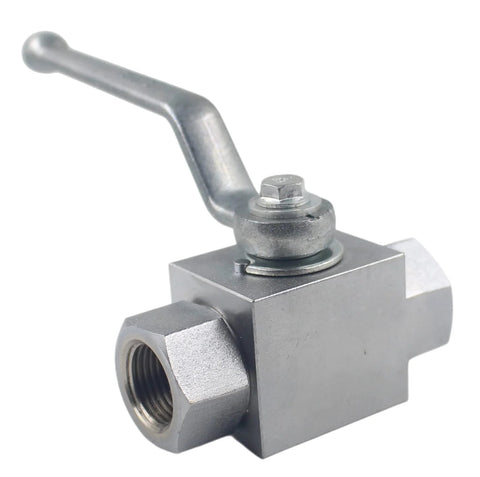Amazon high-pressure hydraulic ball valve, 1/2 in NPT, lever-operated, stainless steel body, 7250 PSI
